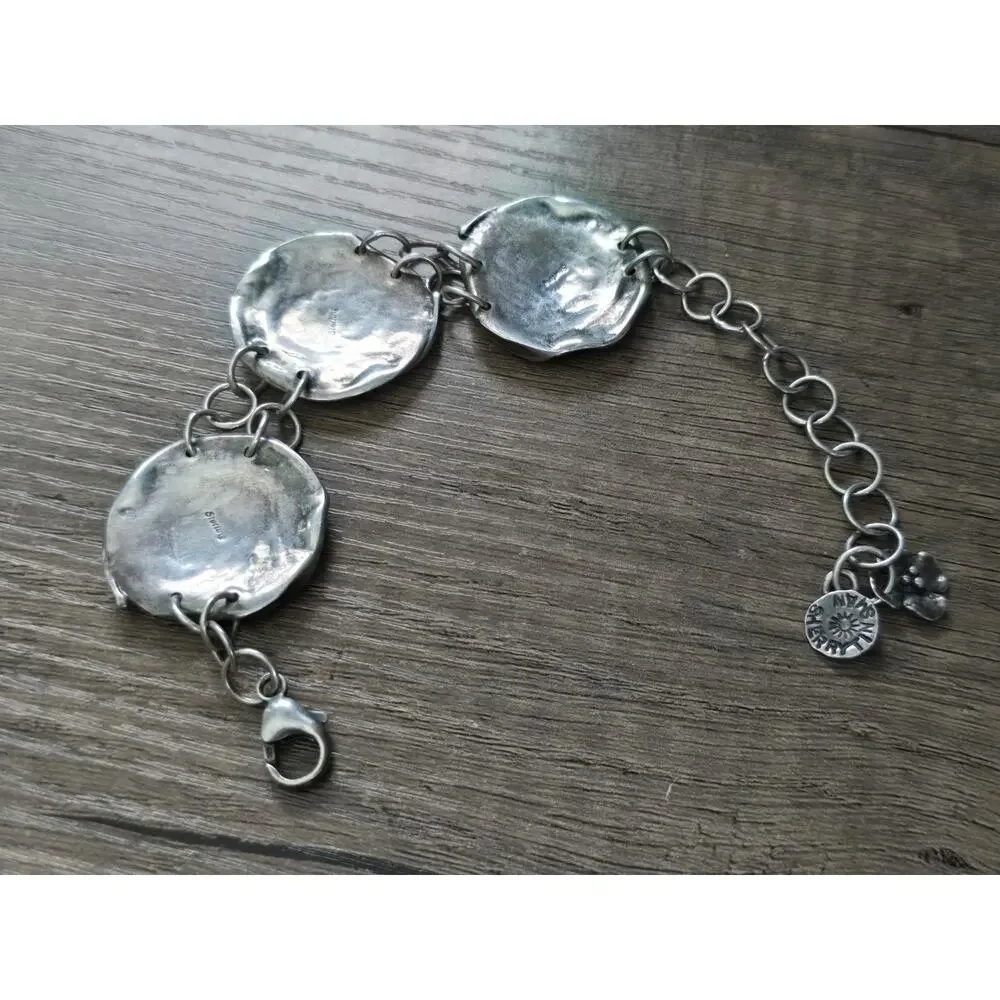 Sherry Tinsman sterling silver spiral discs bracelet 8.5